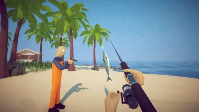 Official How to Fish screenshot of two players fishing together on an island